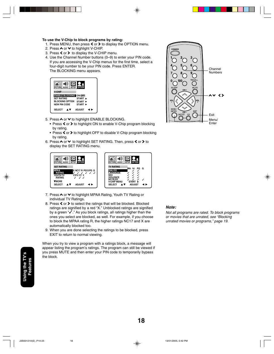 Using the tv ’s features | Toshiba 14AF45 User Manual | Page 18 / 32