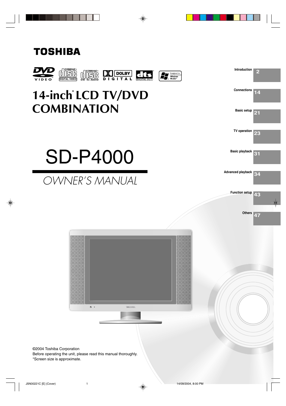 Toshiba SD-P4000 User Manual | 54 pages