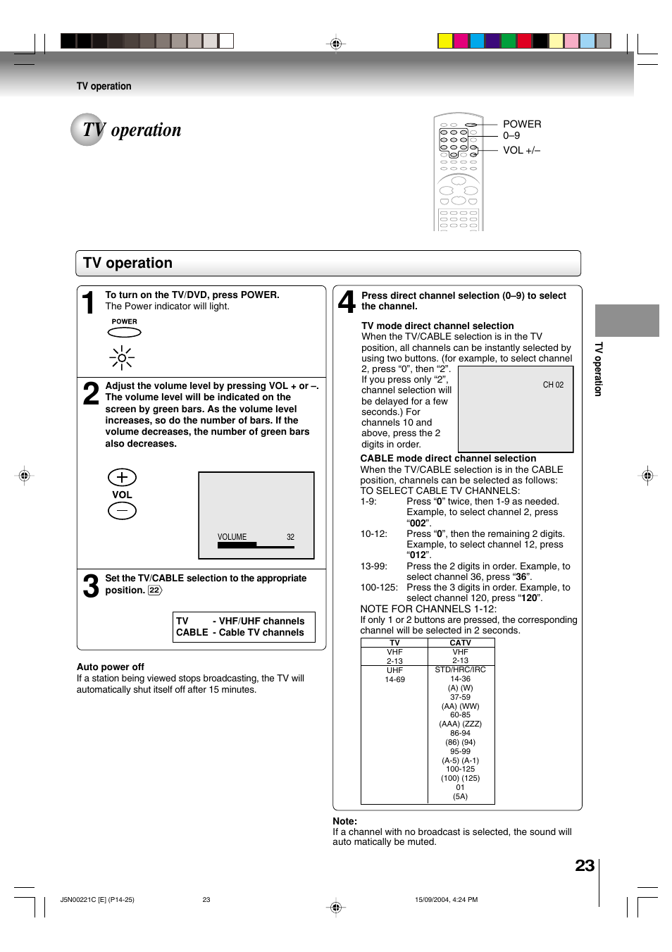 Tv operation | Toshiba SD-P4000 User Manual | Page 23 / 54