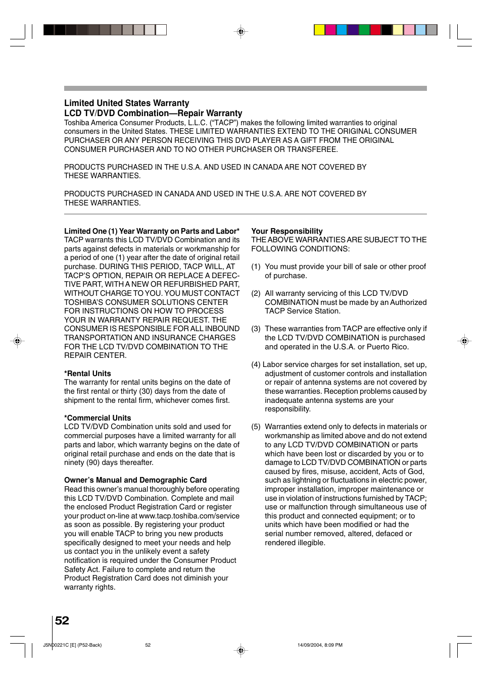 Toshiba SD-P4000 User Manual | Page 52 / 54