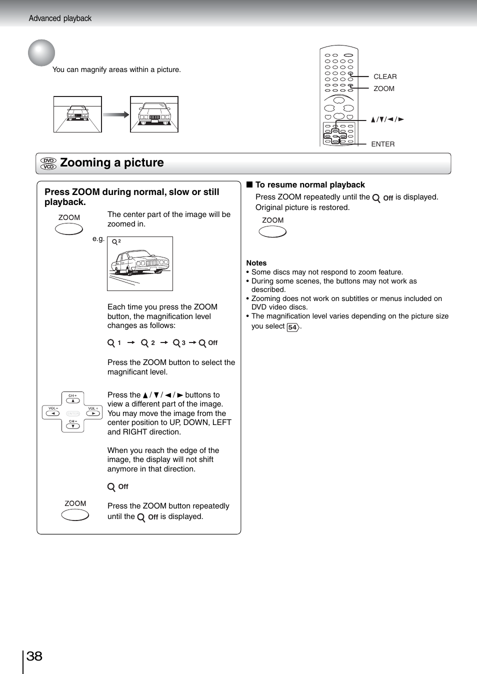 Zooming a picture | Toshiba SD-5970SU User Manual | Page 37 / 65