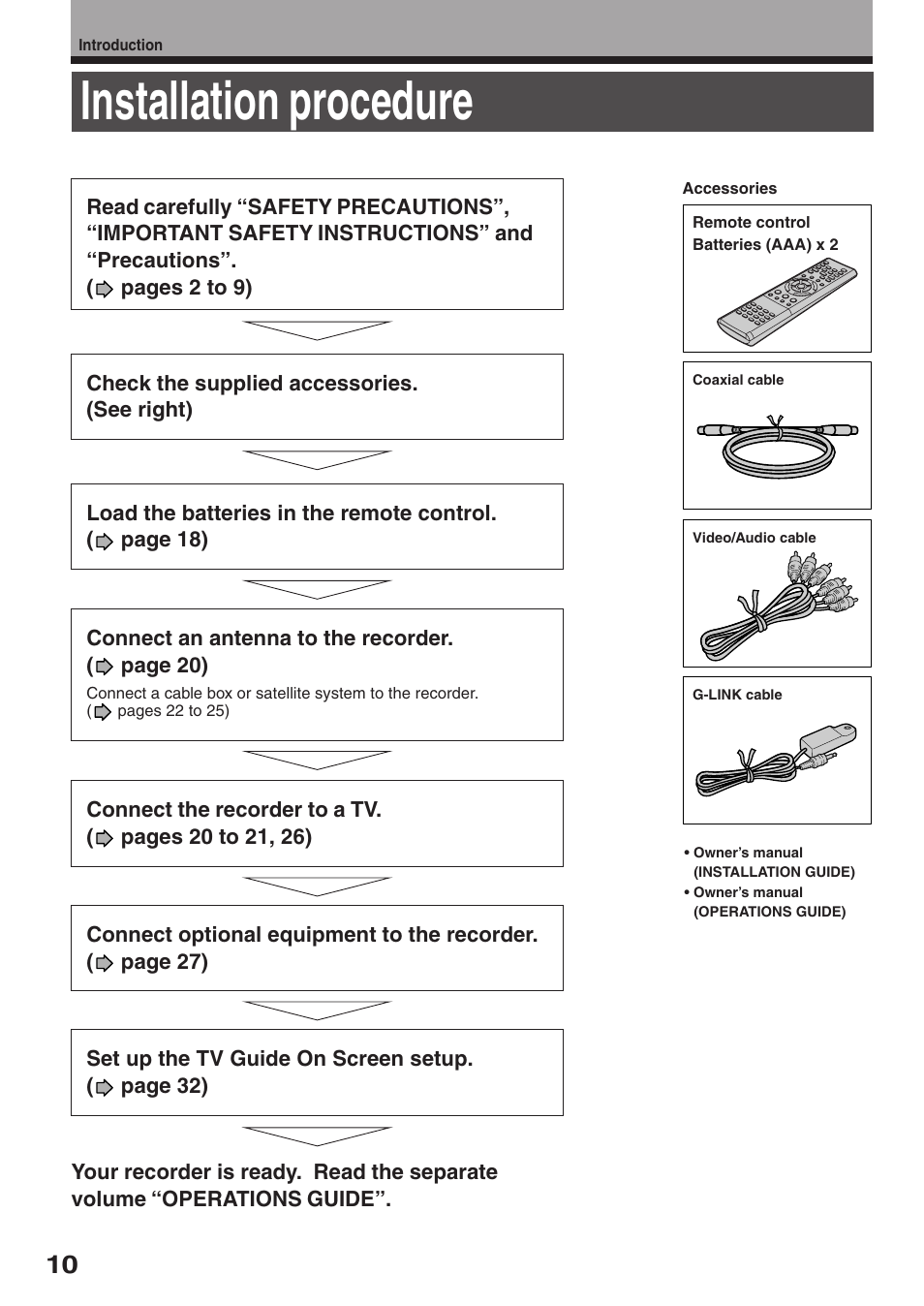 Installation procedure | Toshiba RD-XS34SC User Manual | Page 10 / 52