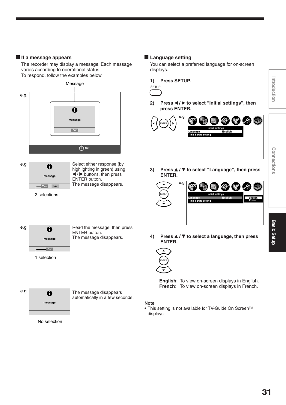 Language setting | Toshiba RD-XS34SC User Manual | Page 31 / 52