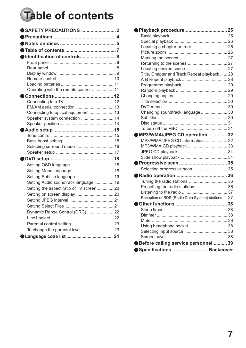 Toshiba SD-63HK User Manual | Page 7 / 40