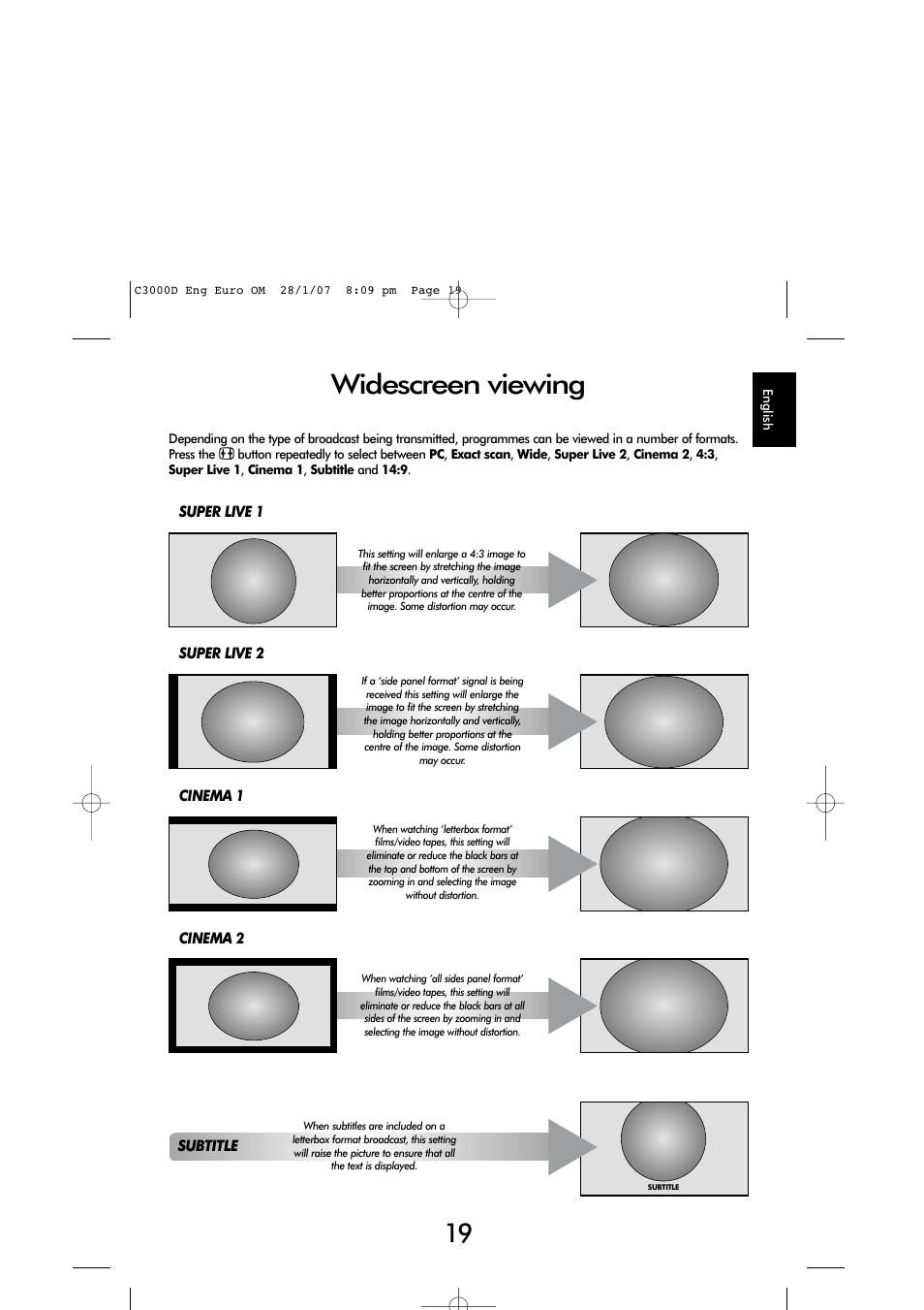 Widescreen viewing | Toshiba X3030 User Manual | Page 18 / 41