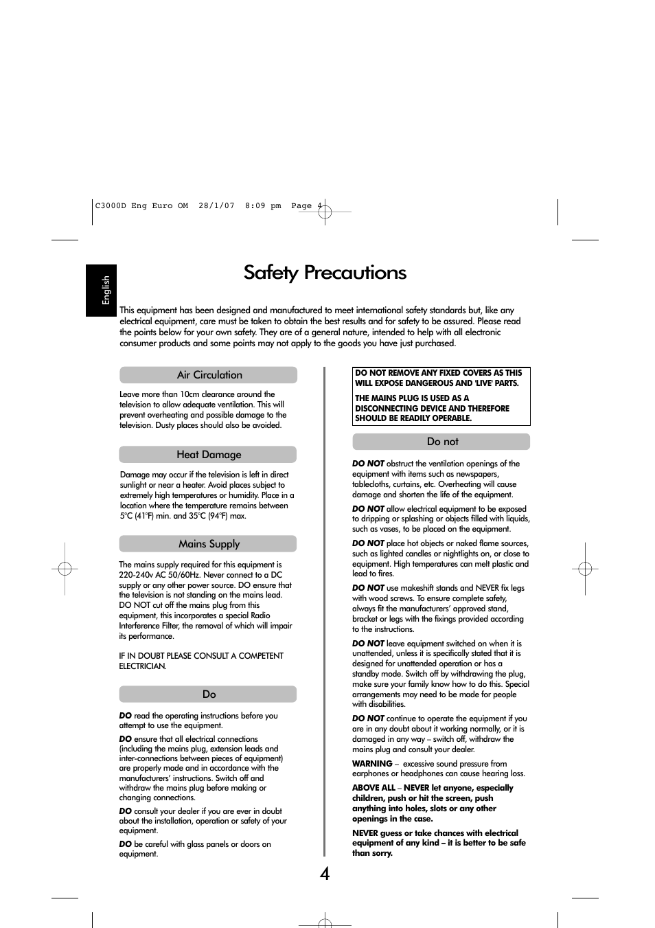 Safety precautions | Toshiba X3030 User Manual | Page 3 / 41