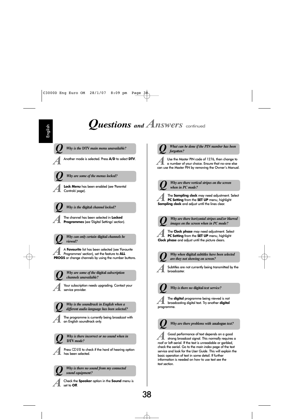 Uestions, Nswers | Toshiba X3030 User Manual | Page 37 / 41