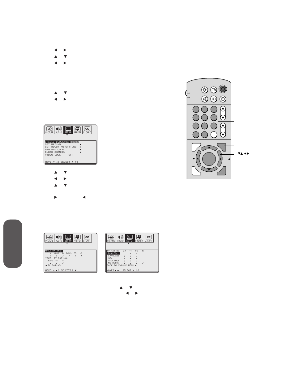 Using the t v’s f eatur es, Press, Menu channel number exit enter | Toshiba 32AX60 User Manual | Page 24 / 44