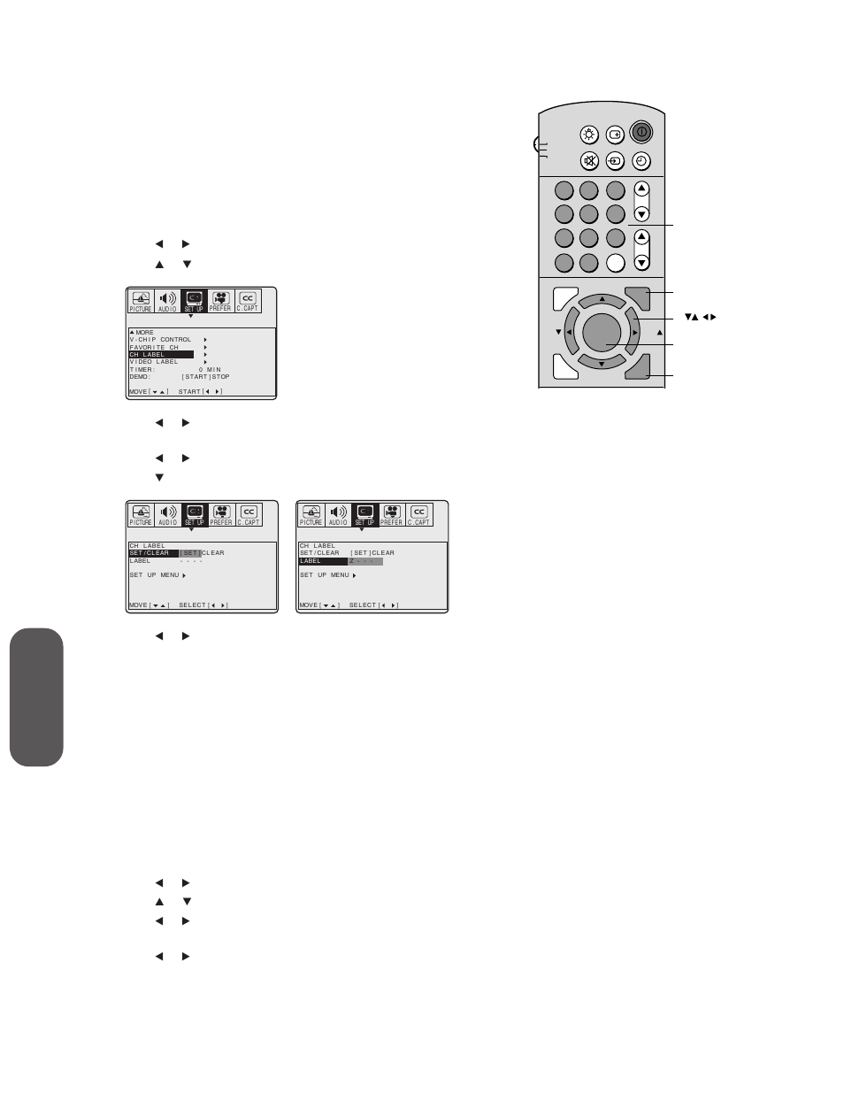 Channel lables, Channel labels, Using the t v’s f eatur es | Press, Menu channel number exit enter | Toshiba 32AX60 User Manual | Page 28 / 44