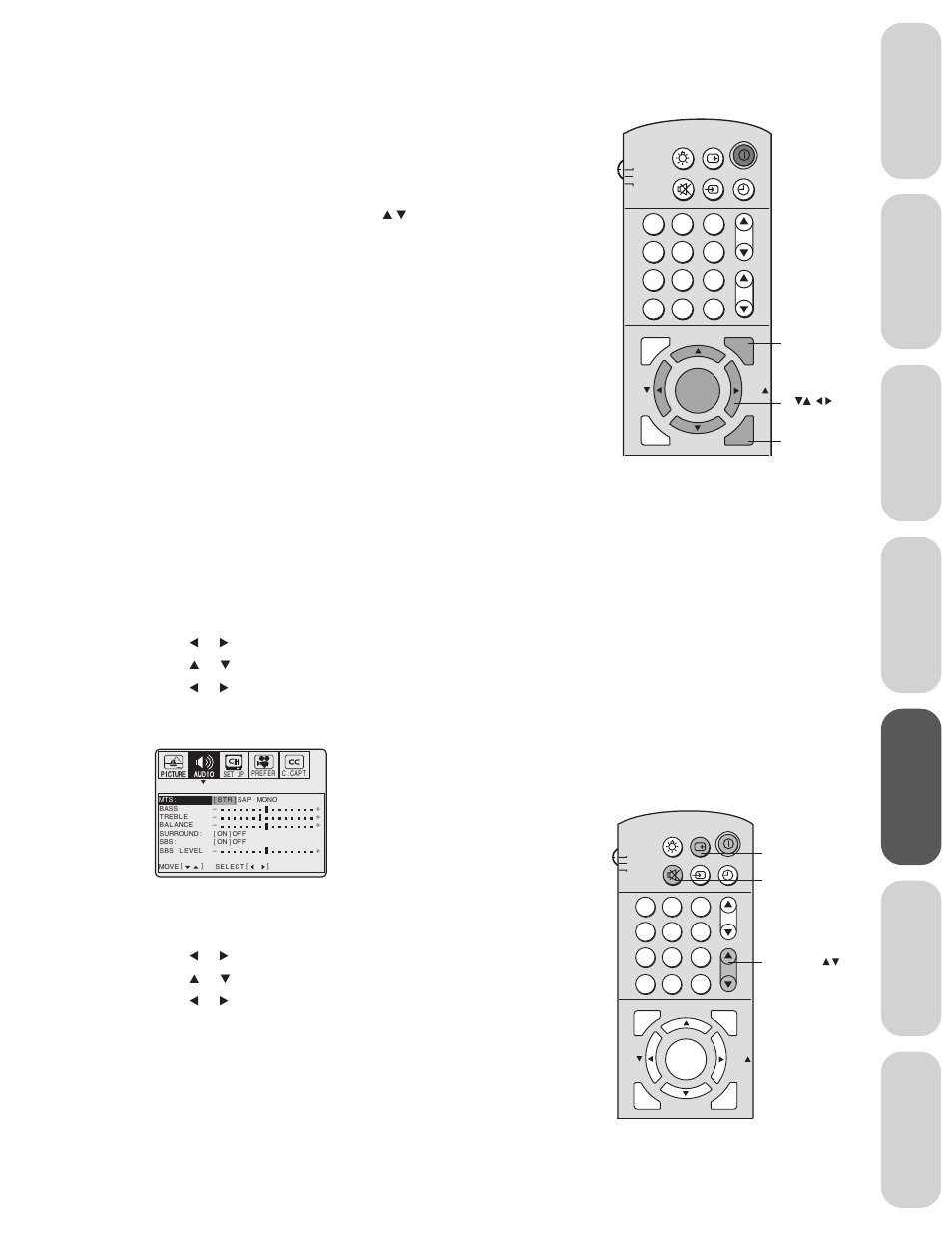 Adjusting the sound, Ref er ence, Muting the sound | Selecting stereo/sap broadcasts, Menu exit | Toshiba 32AX60 User Manual | Page 35 / 44