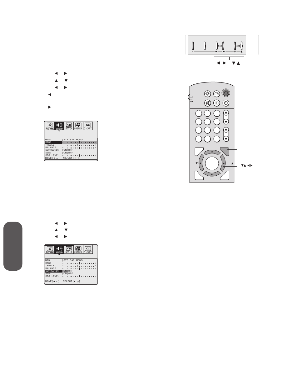 Using the surround sound feature, Menu | Toshiba 32AX60 User Manual | Page 36 / 44