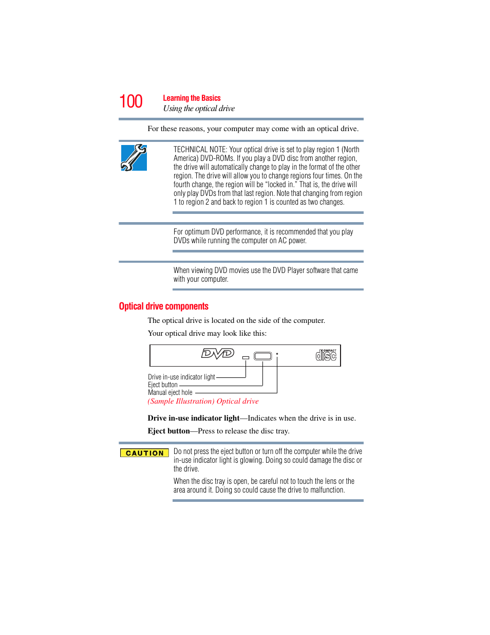 Optical drive components | Toshiba SATELLITE PRO S300M User Manual | Page 100 / 250