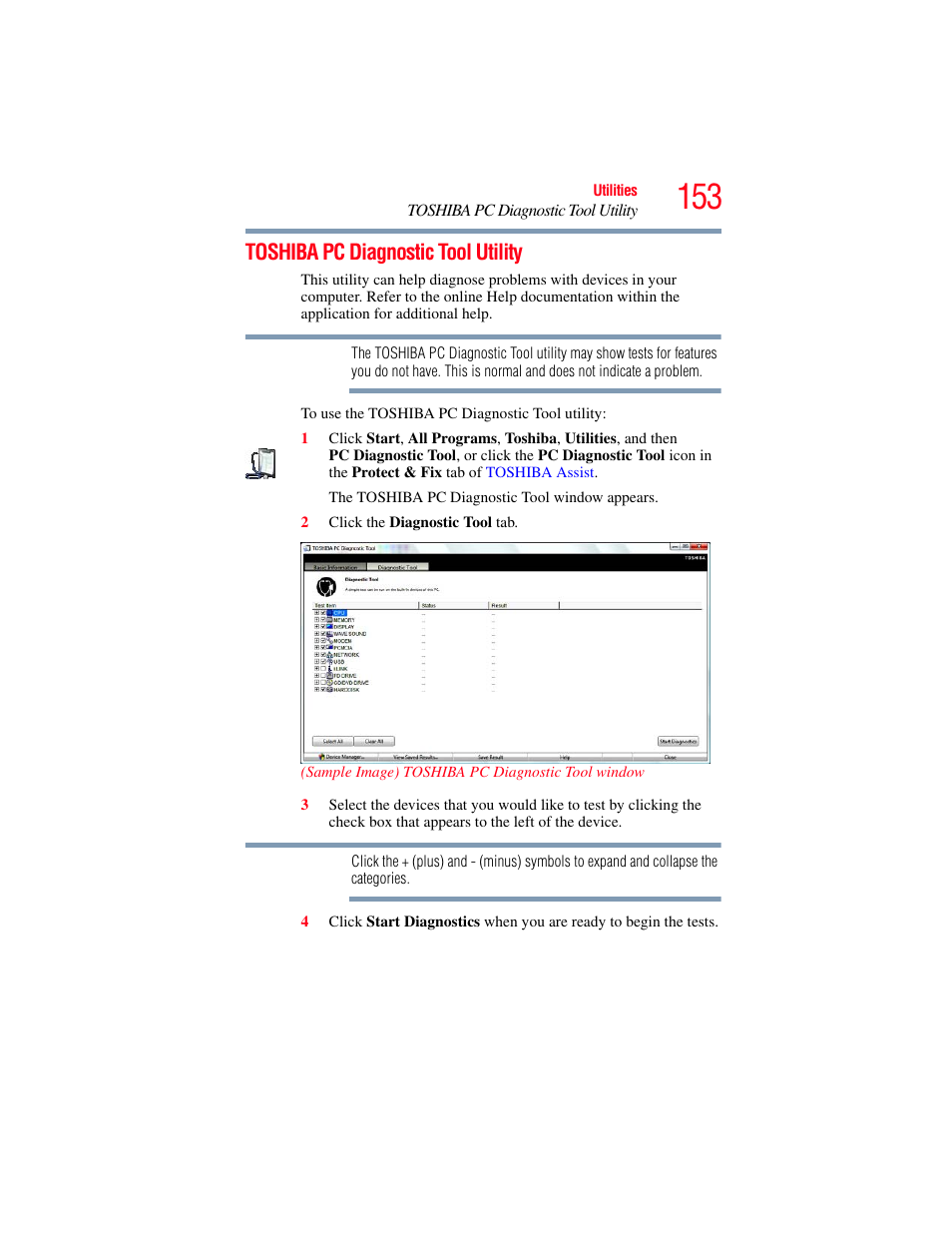 Toshiba pc diagnostic tool utility | Toshiba SATELLITE PRO S300M User Manual | Page 153 / 250