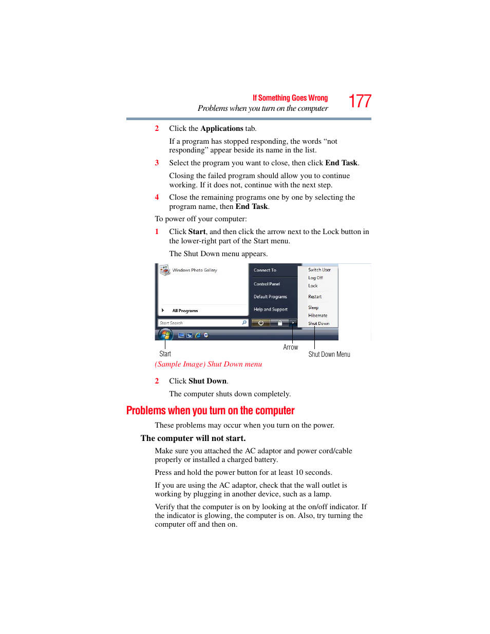 Problems when you turn on the computer | Toshiba SATELLITE PRO S300M User Manual | Page 177 / 250