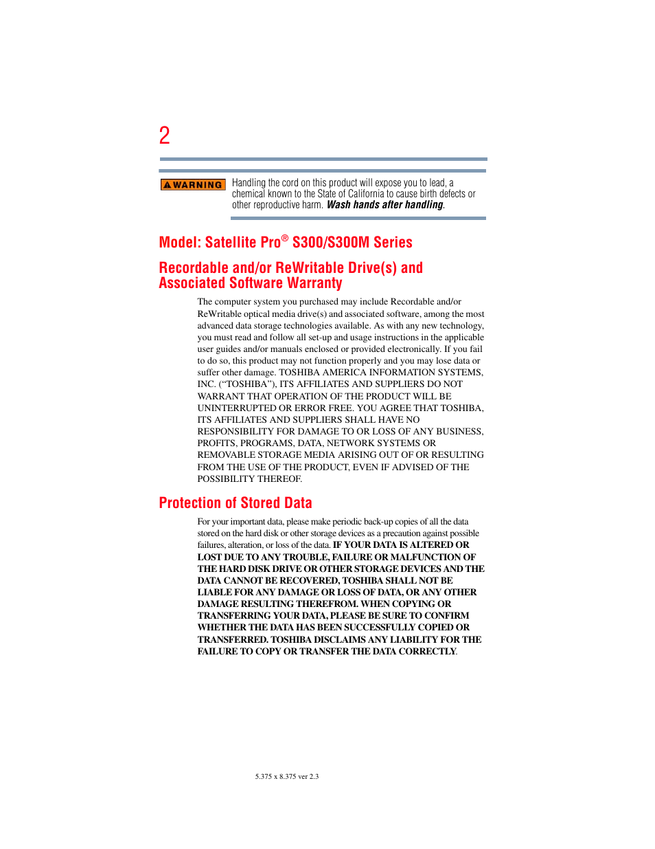 Toshiba SATELLITE PRO S300M User Manual | Page 2 / 250