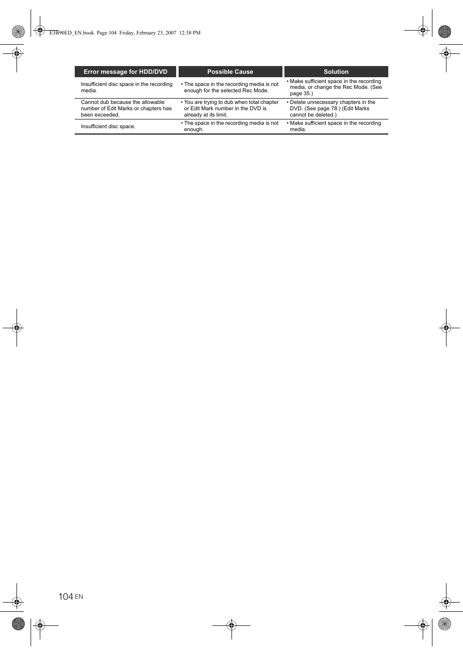 Toshiba RD-XV47KE User Manual | Page 104 / 111