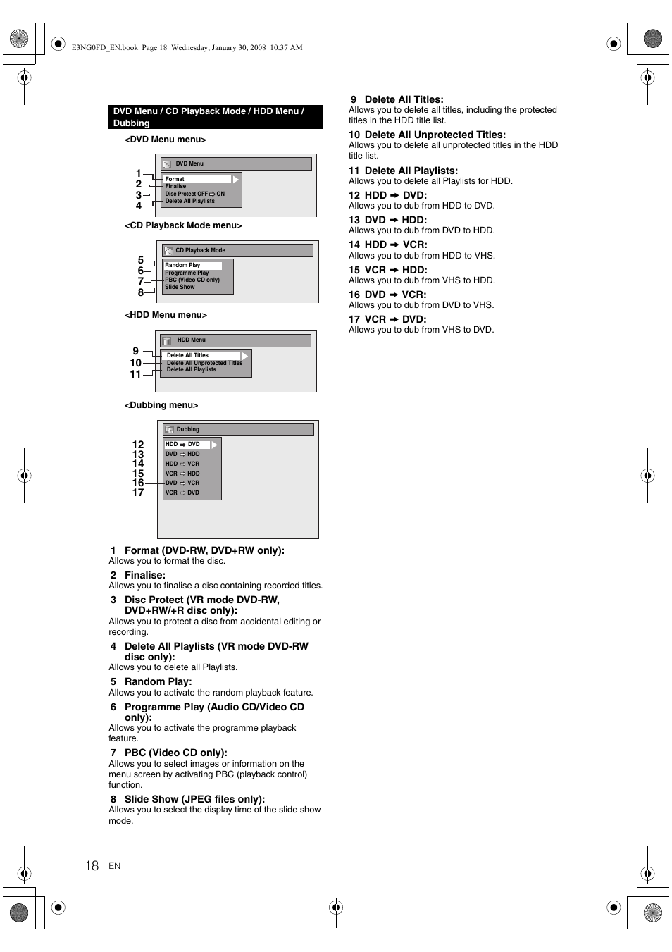 Toshiba RD-XV48DTKF User Manual | Page 18 / 103