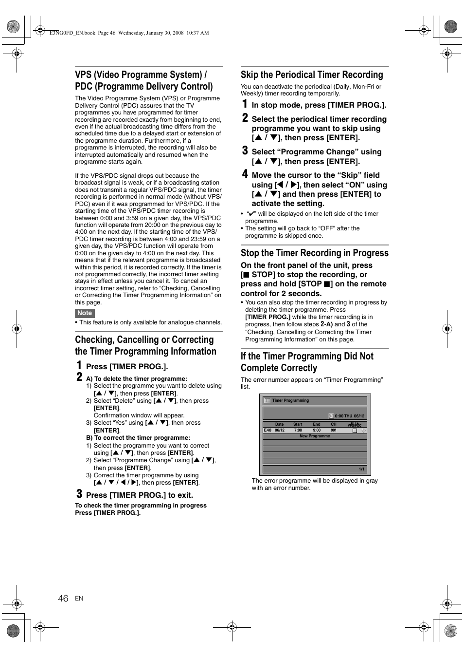 Skip the periodical timer recording, Stop the timer recording in progress | Toshiba RD-XV48DTKF User Manual | Page 46 / 103