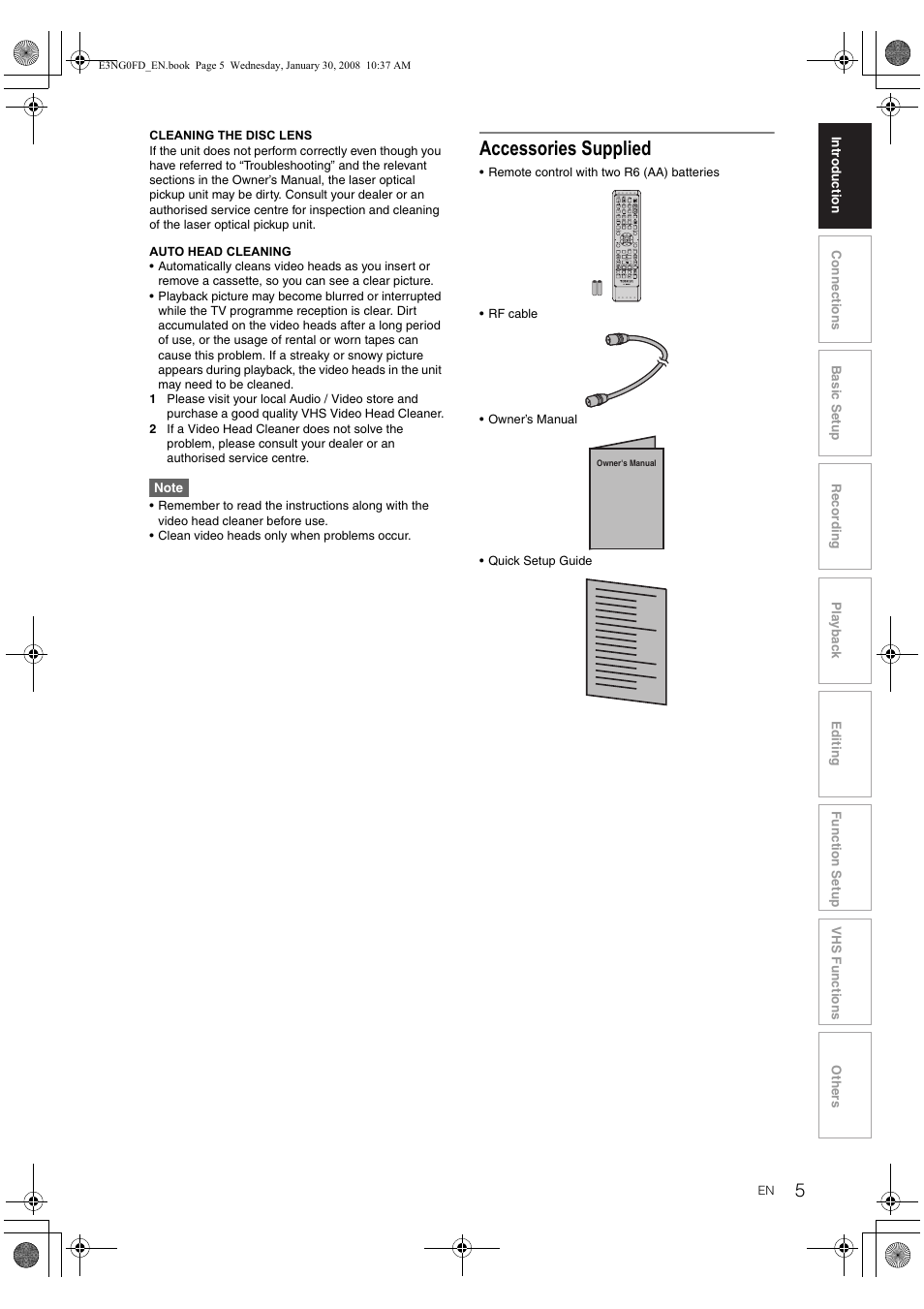 Accessories supplied | Toshiba RD-XV48DTKF User Manual | Page 5 / 103