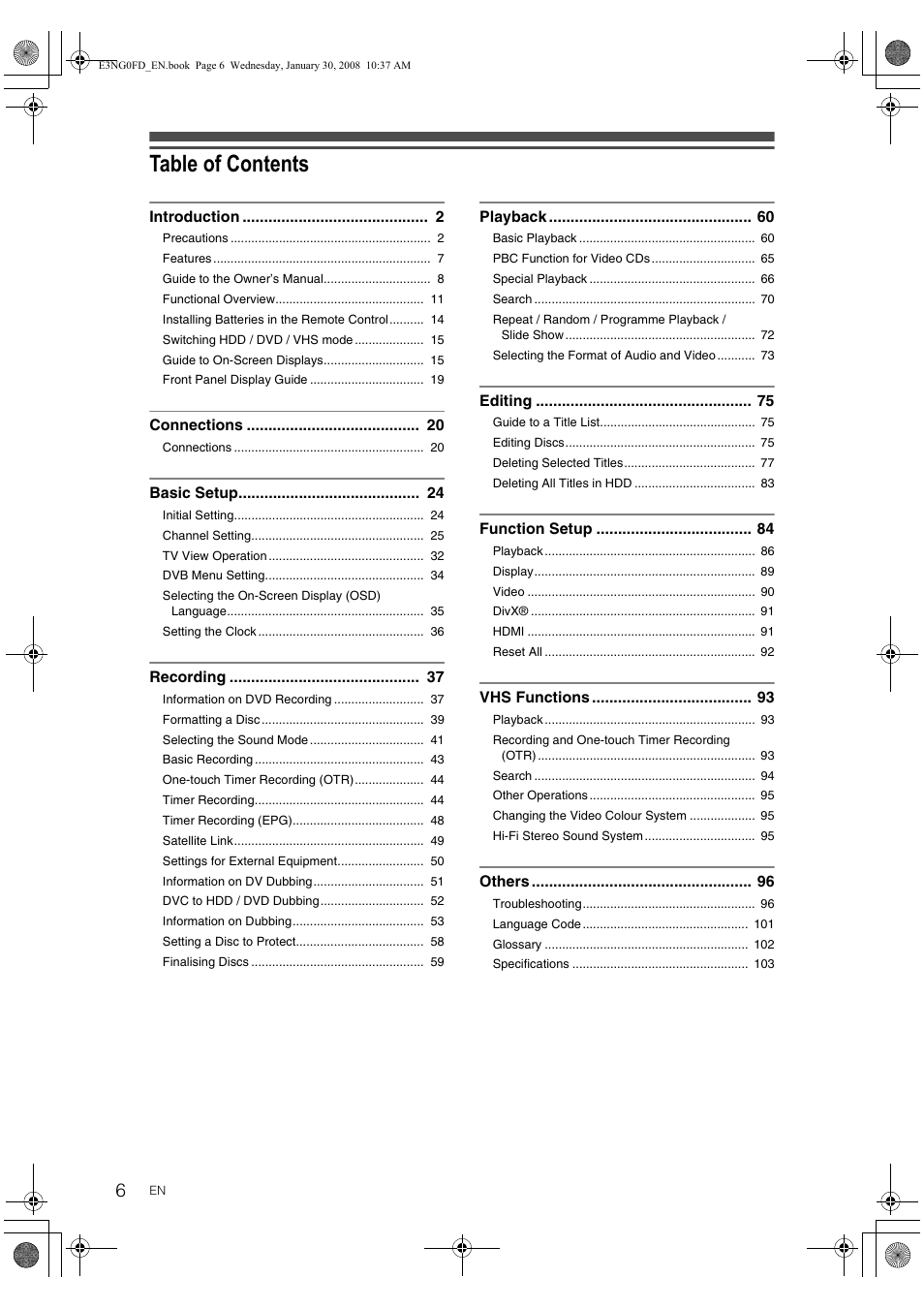 Toshiba RD-XV48DTKF User Manual | Page 6 / 103