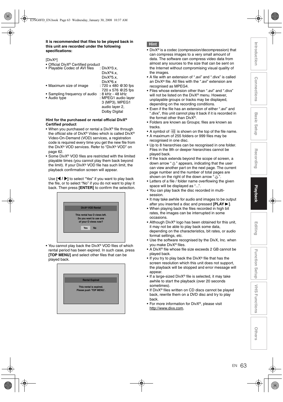 Toshiba RD-XV48DTKF User Manual | Page 63 / 103