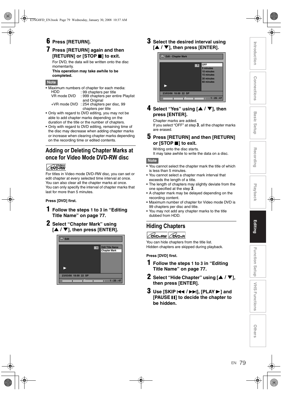 Hiding chapters | Toshiba RD-XV48DTKF User Manual | Page 79 / 103