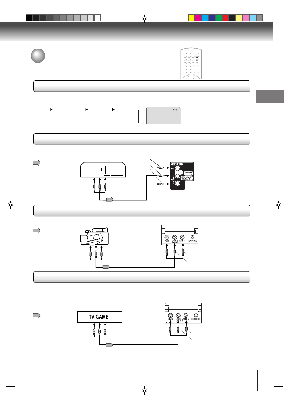 Connecting to optional equipment, Using the audio/video inputs | Toshiba MD24FP1 User Manual | Page 15 / 52