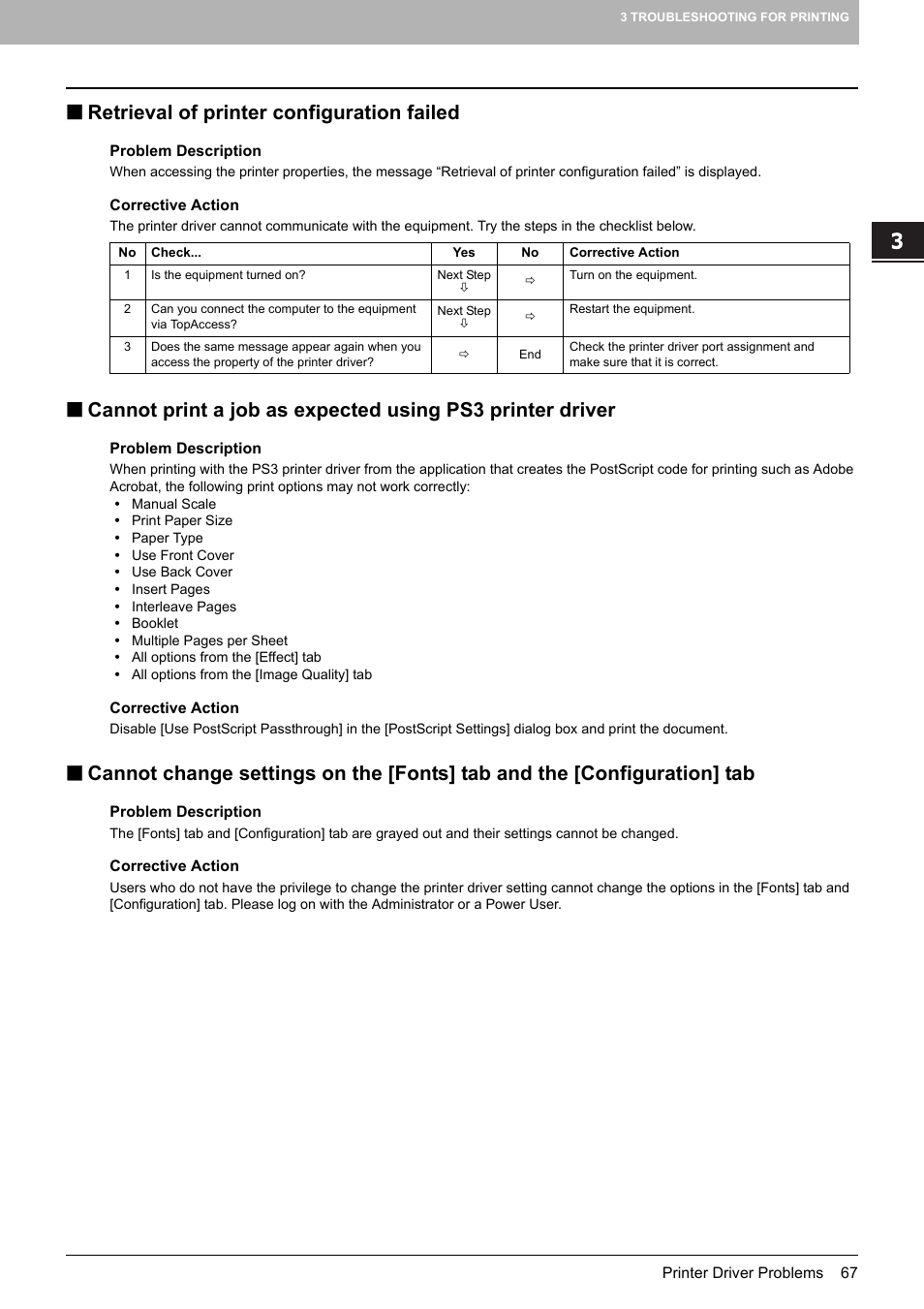 Retrieval of printer configuration failed | Toshiba e-studio 5520C User Manual | Page 69 / 114