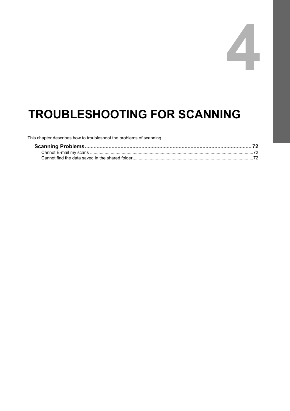 Troubleshooting for scanning, Chapter 4 | Toshiba e-studio 5520C User Manual | Page 73 / 114