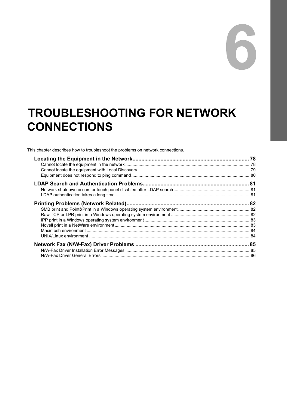 Troubleshooting for network connections, Chapter 6 | Toshiba e-studio 5520C User Manual | Page 79 / 114