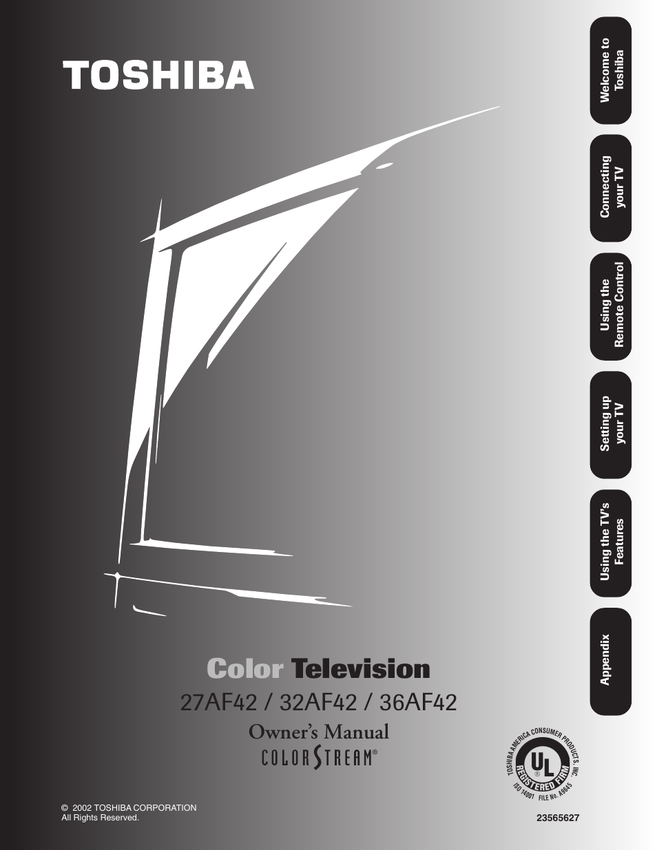 Toshiba Color Television 27AF42 User Manual | 40 pages