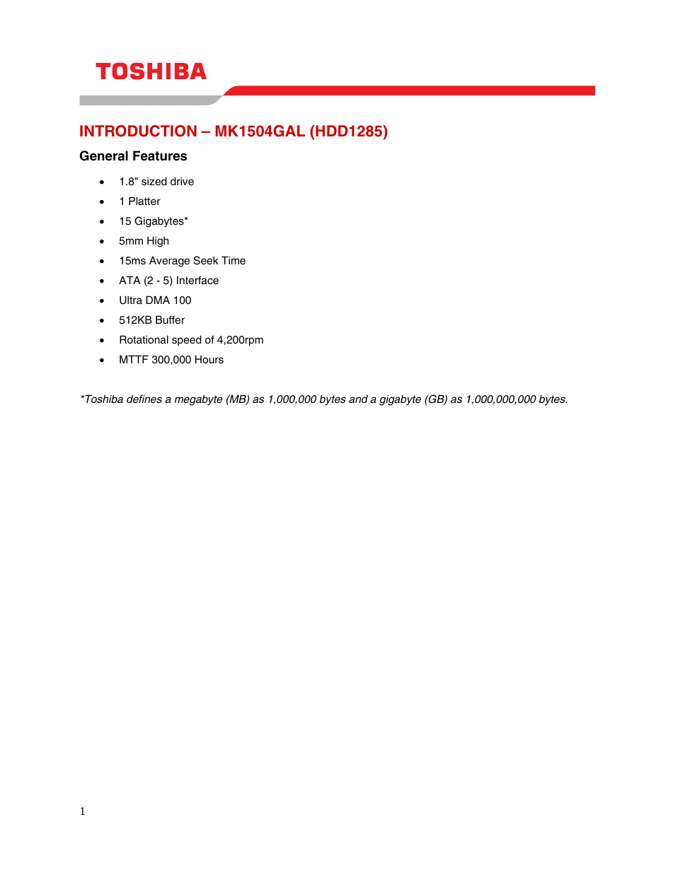 Introduction – mk1504gal (hdd1285) | Toshiba MK1504GAL User Manual | Page 3 / 9