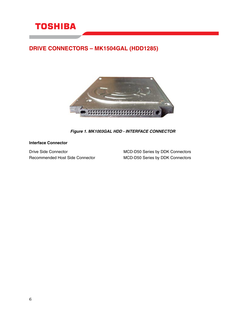 Drive connectors – mk1504gal (hdd1285) | Toshiba MK1504GAL User Manual | Page 8 / 9
