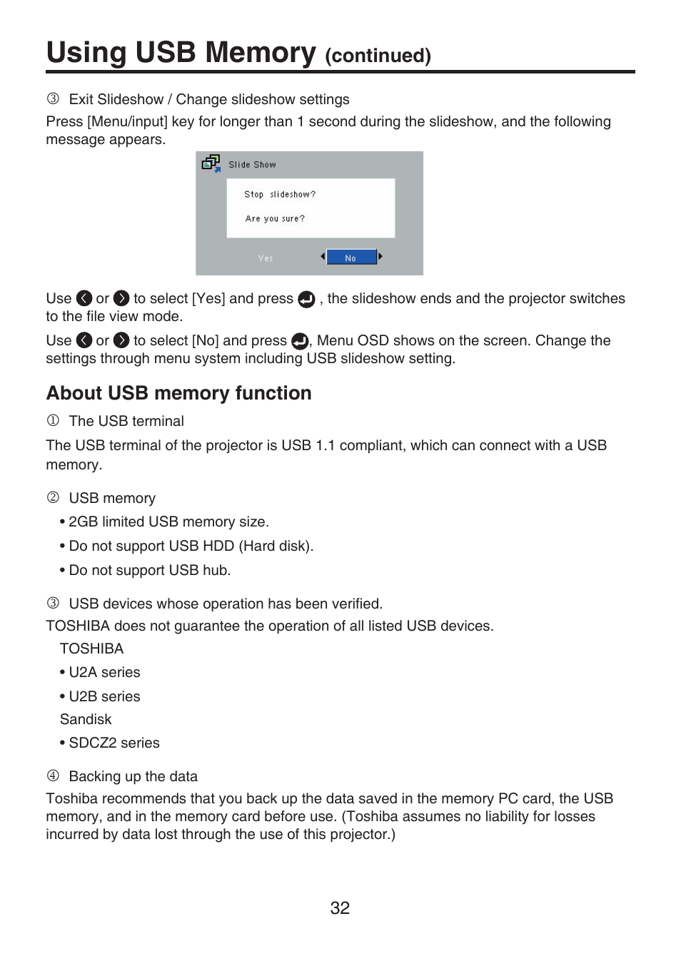 Continued) | Toshiba TDP-FF1A User Manual | Page 32 / 48