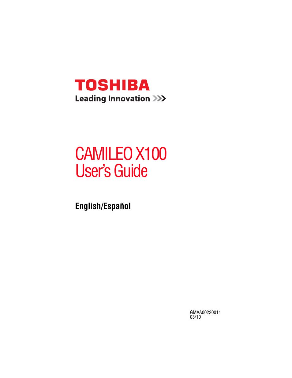 Toshiba Camileo X100 User Manual | 143 pages