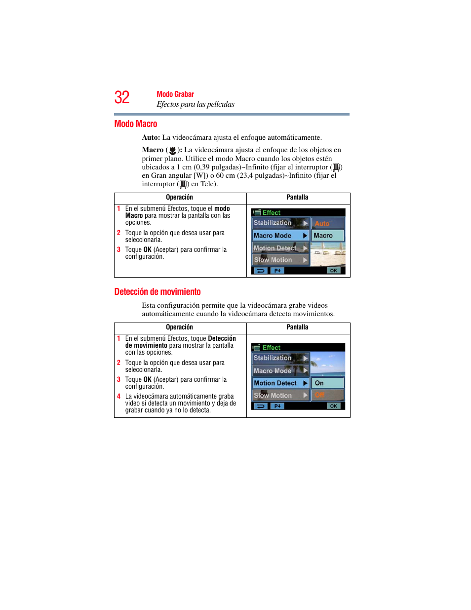 Modo macro, Detección de movimiento, Modo macro detección de movimiento | Toshiba Camileo X100 User Manual | Page 103 / 143