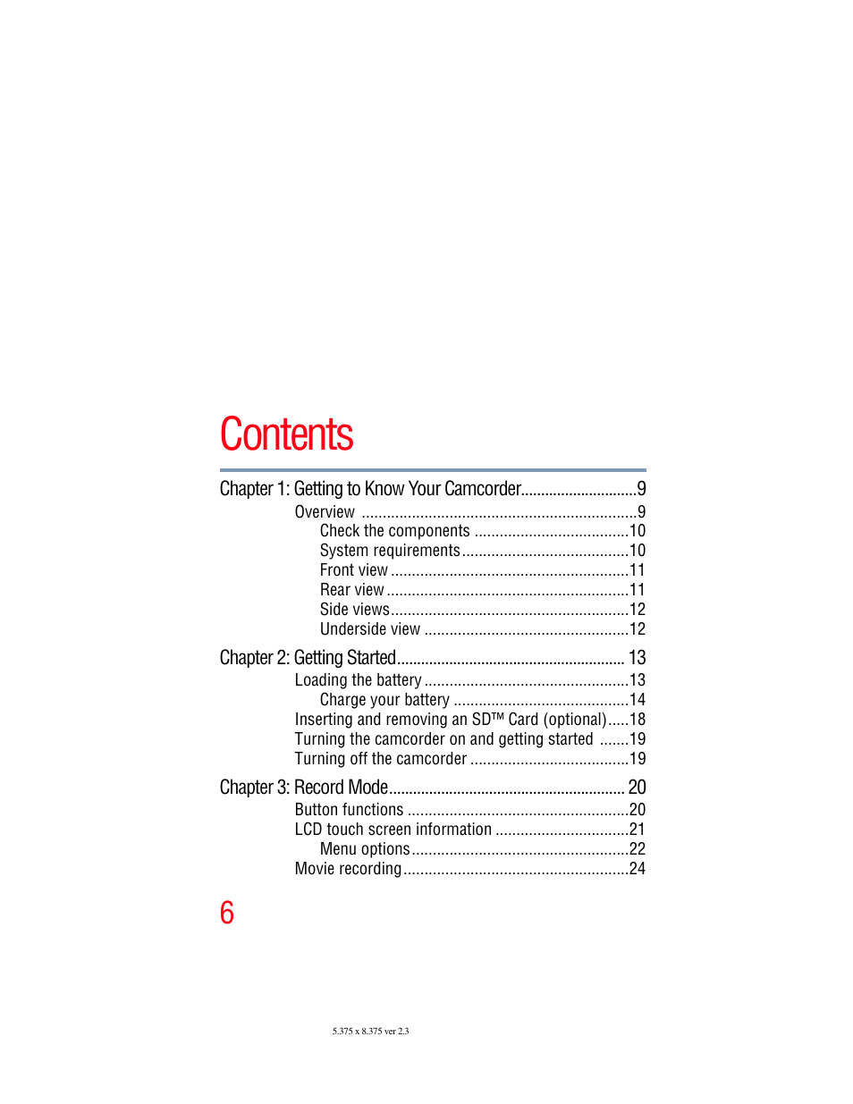 Toshiba Camileo X100 User Manual | Page 6 / 143