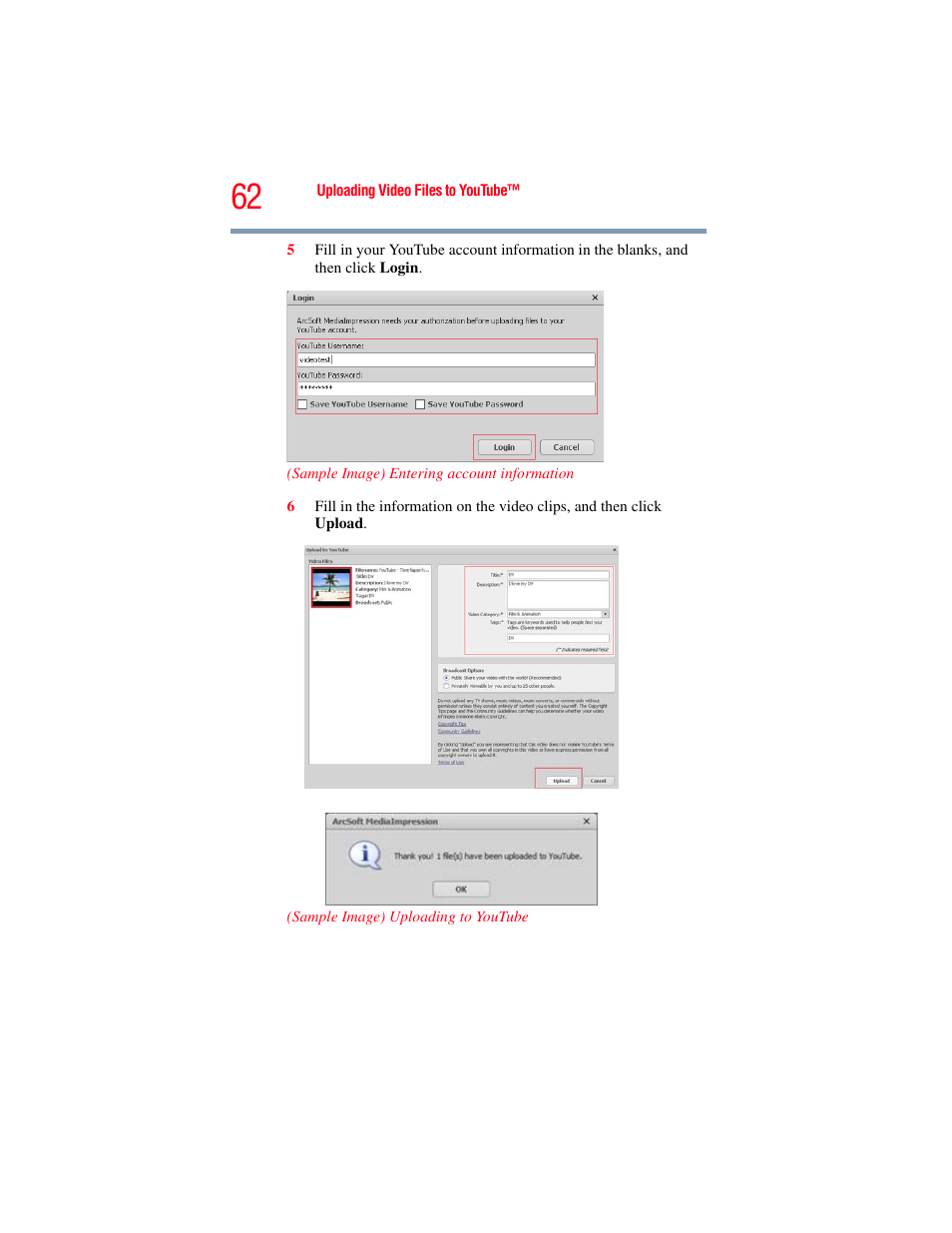 Toshiba Camileo X100 User Manual | Page 62 / 143