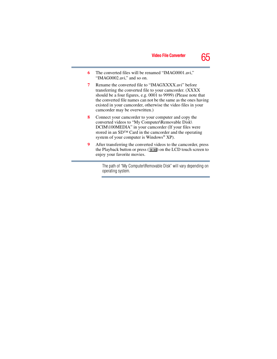Toshiba Camileo X100 User Manual | Page 65 / 143
