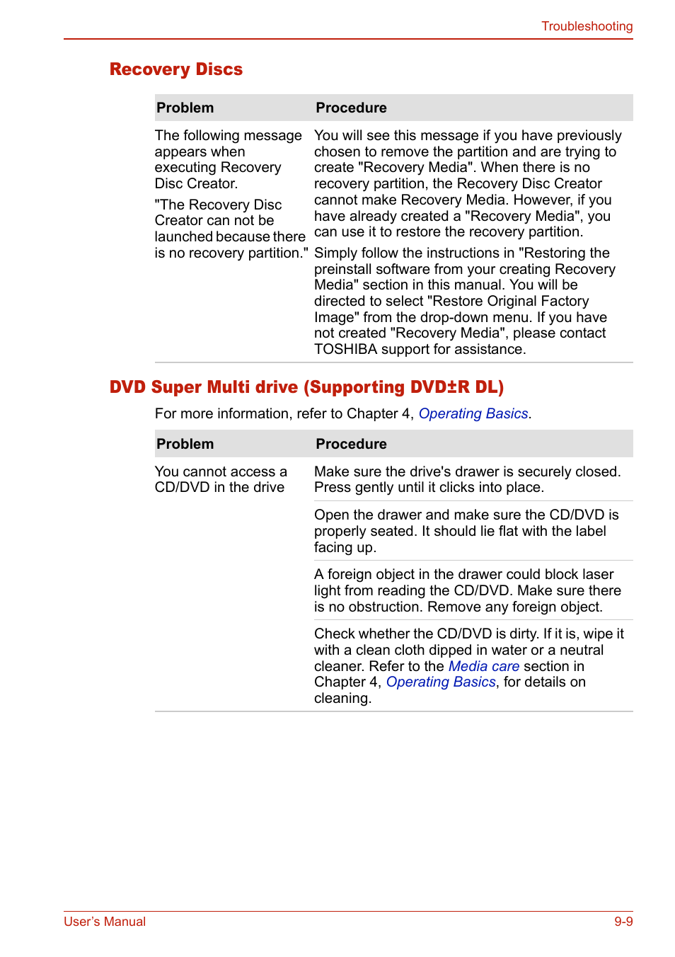 Recovery discs, Dvd super multi drive (supporting dvd±r dl) | Toshiba SATELLITE L310 User Manual | Page 175 / 224