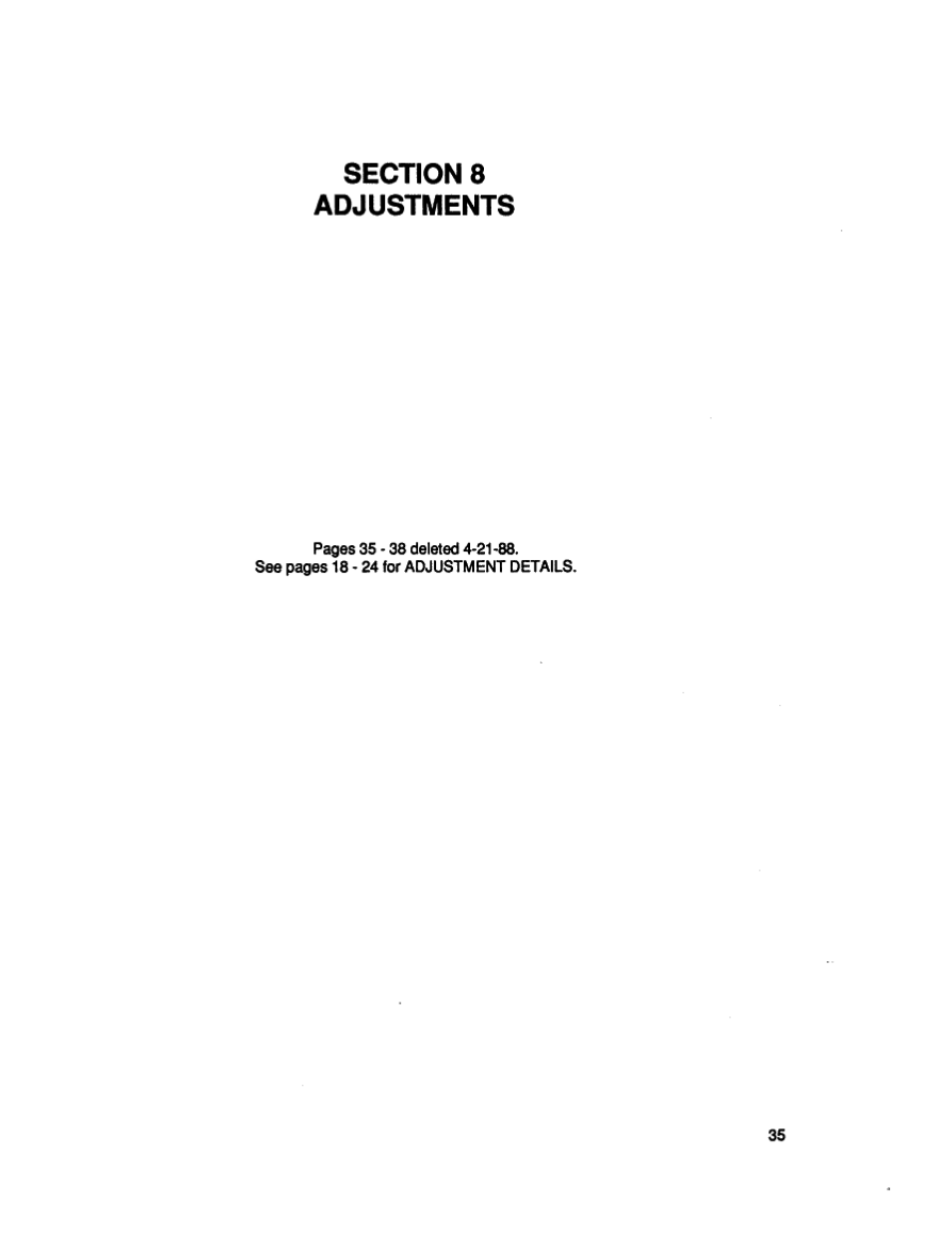 Section 8 adjustments, Pre-operation adjustments | Toshiba VT130G1 User Manual | Page 36 / 99