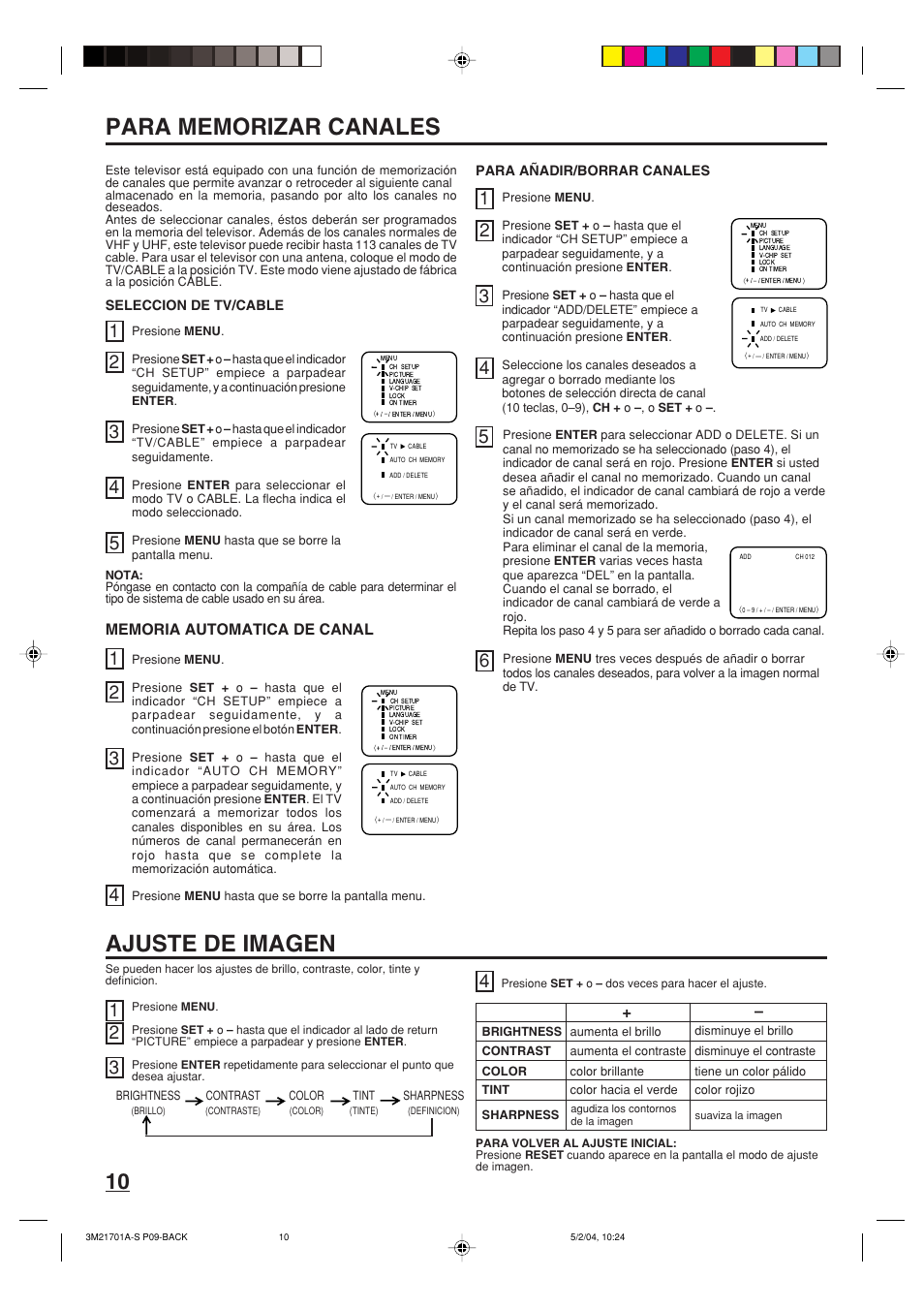 Ajuste de imagen | Toshiba 20AS24 User Manual | Page 24 / 28