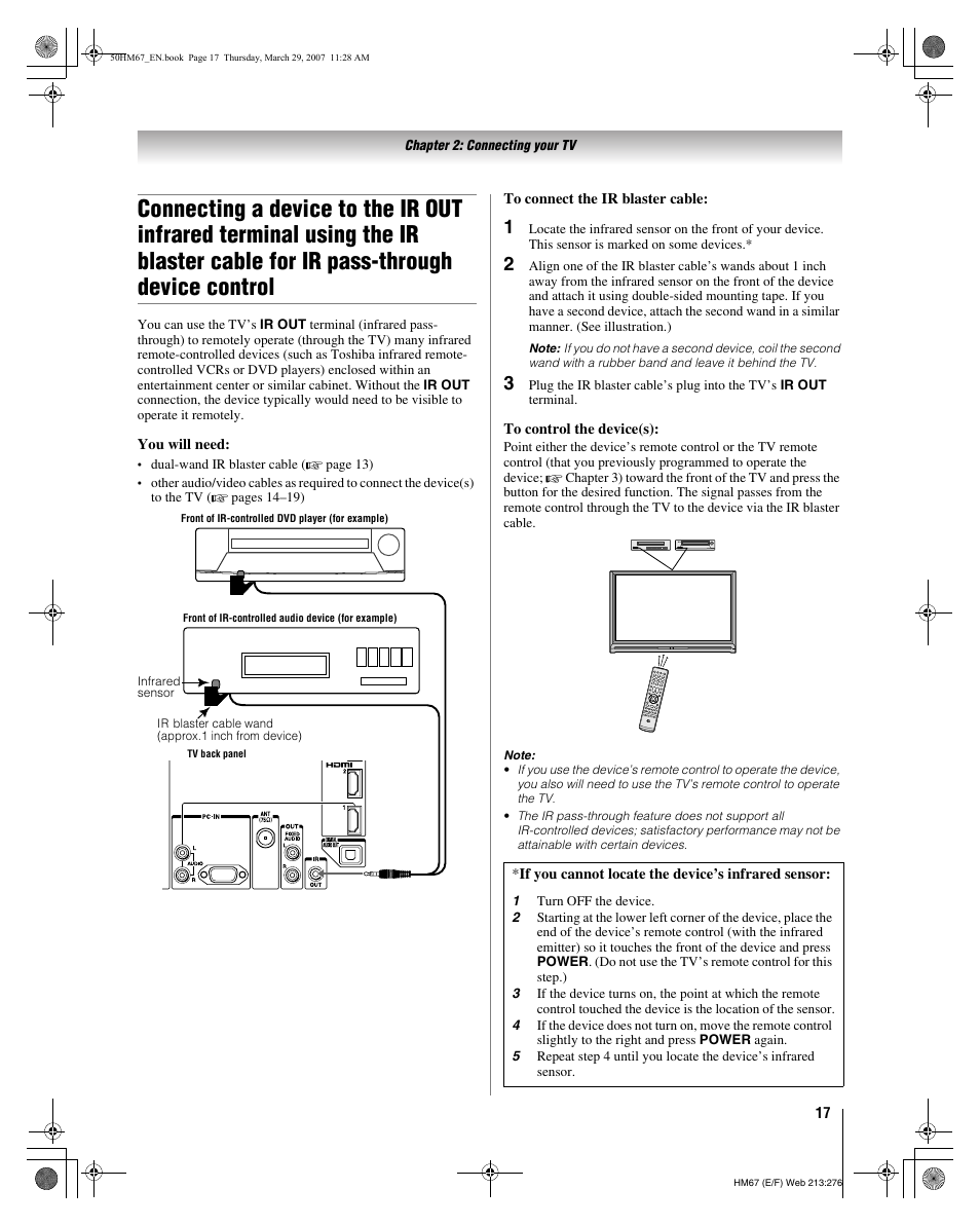 Toshiba 50HM67 User Manual | Page 17 / 74