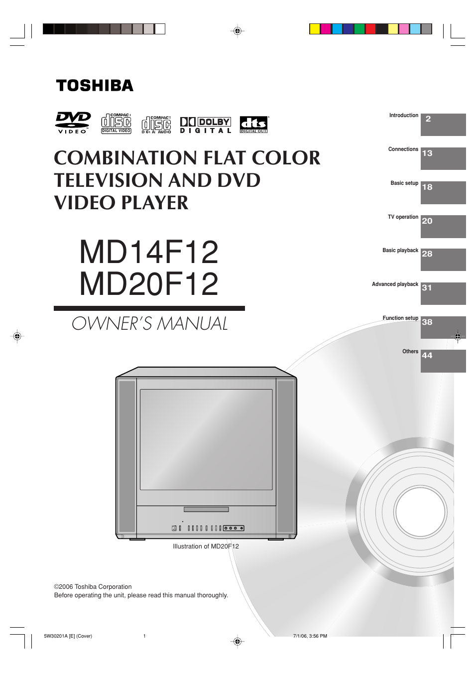 Toshiba MD20F12 User Manual | 52 pages