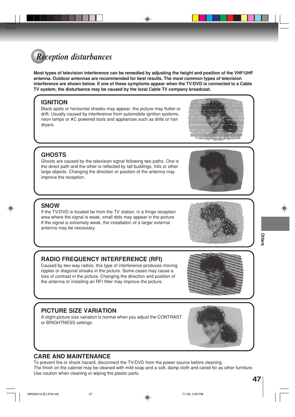 Reception disturbances | Toshiba MD20F12 User Manual | Page 47 / 52