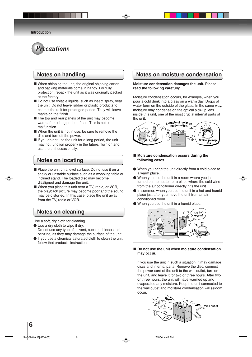 Precautions | Toshiba MD20F12 User Manual | Page 6 / 52