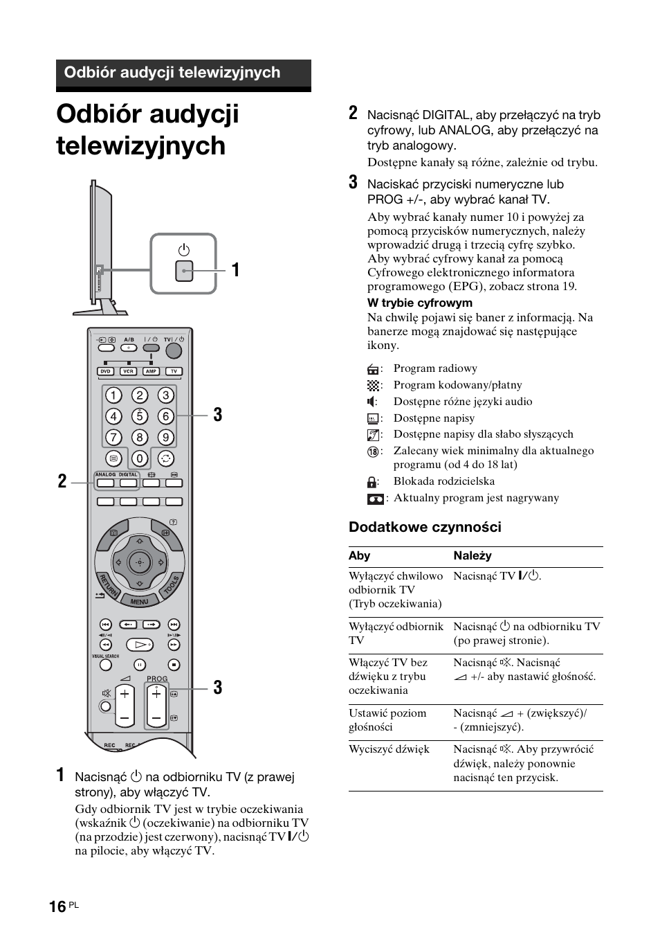Odbiór audycji telewizyjnych | Sony KDL-52X2000 User Manual | Page 118 / 160