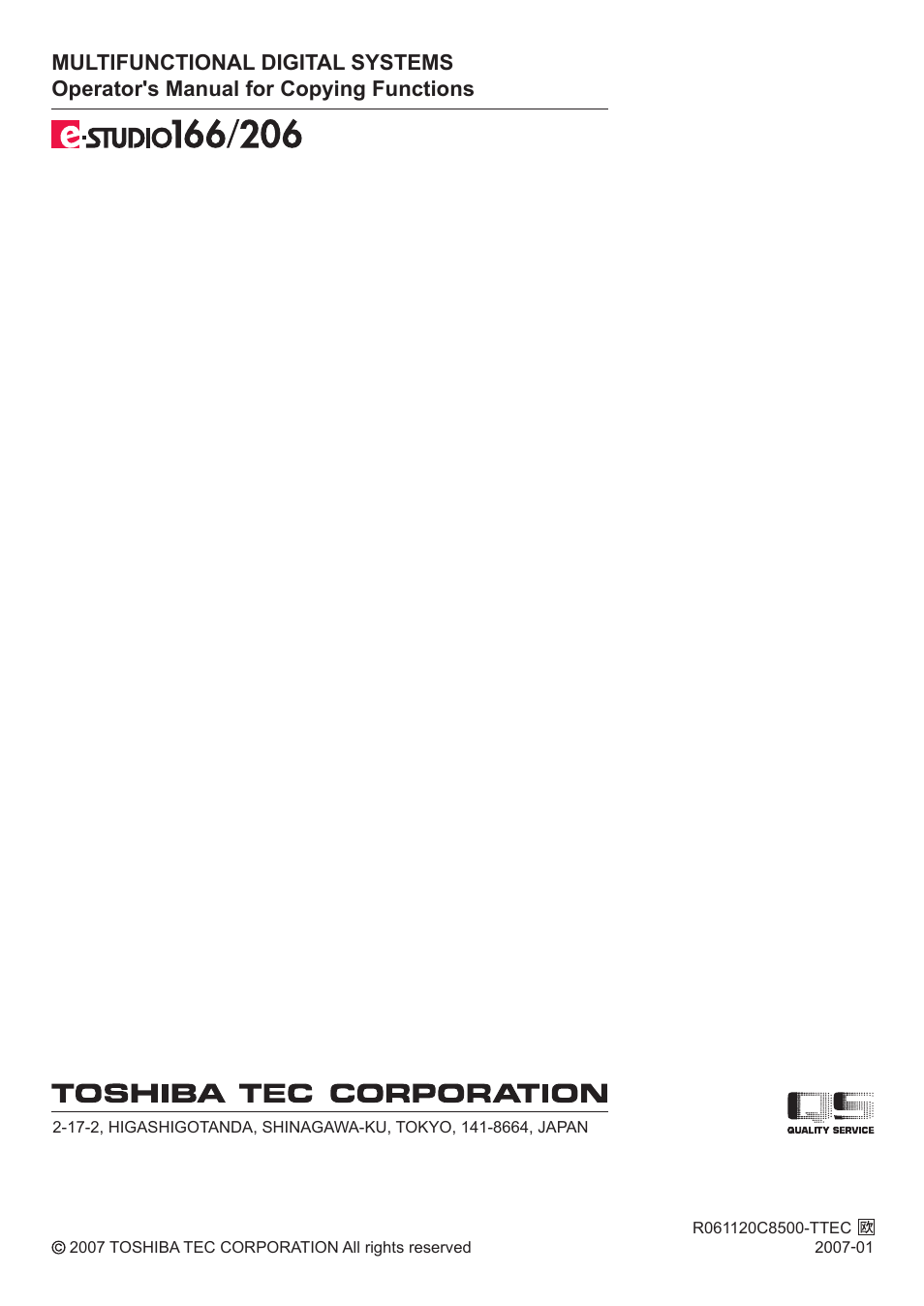 Toshiba e-STUDIO166 User Manual | Page 116 / 116