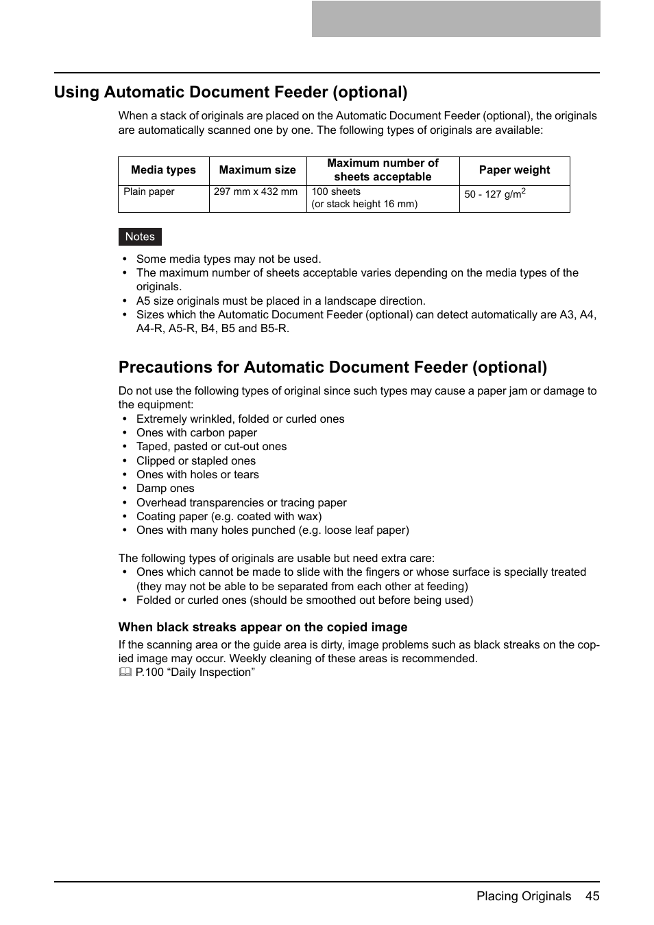 Using automatic document feeder (optional) | Toshiba e-STUDIO166 User Manual | Page 47 / 116