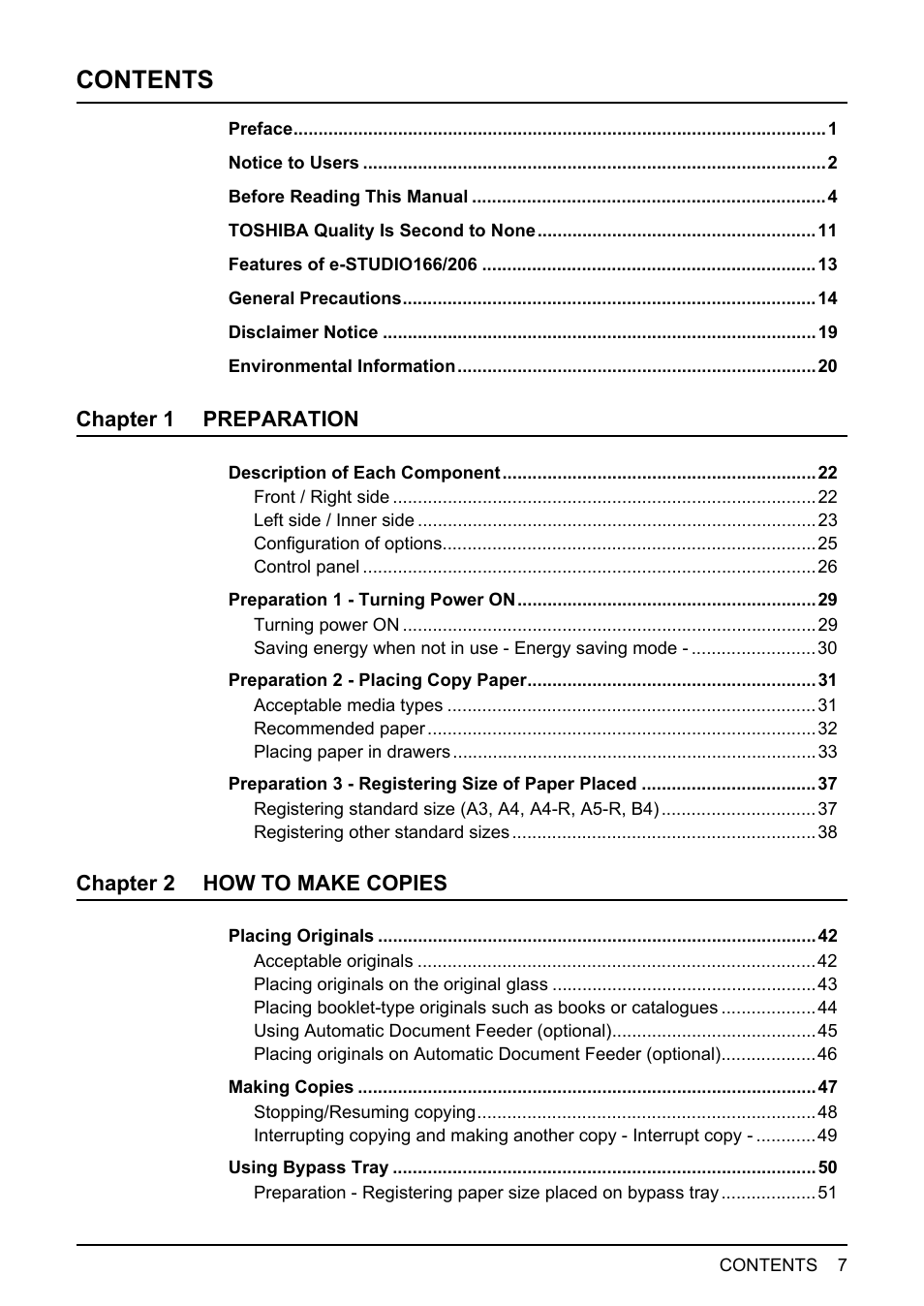 Toshiba e-STUDIO166 User Manual | Page 9 / 116
